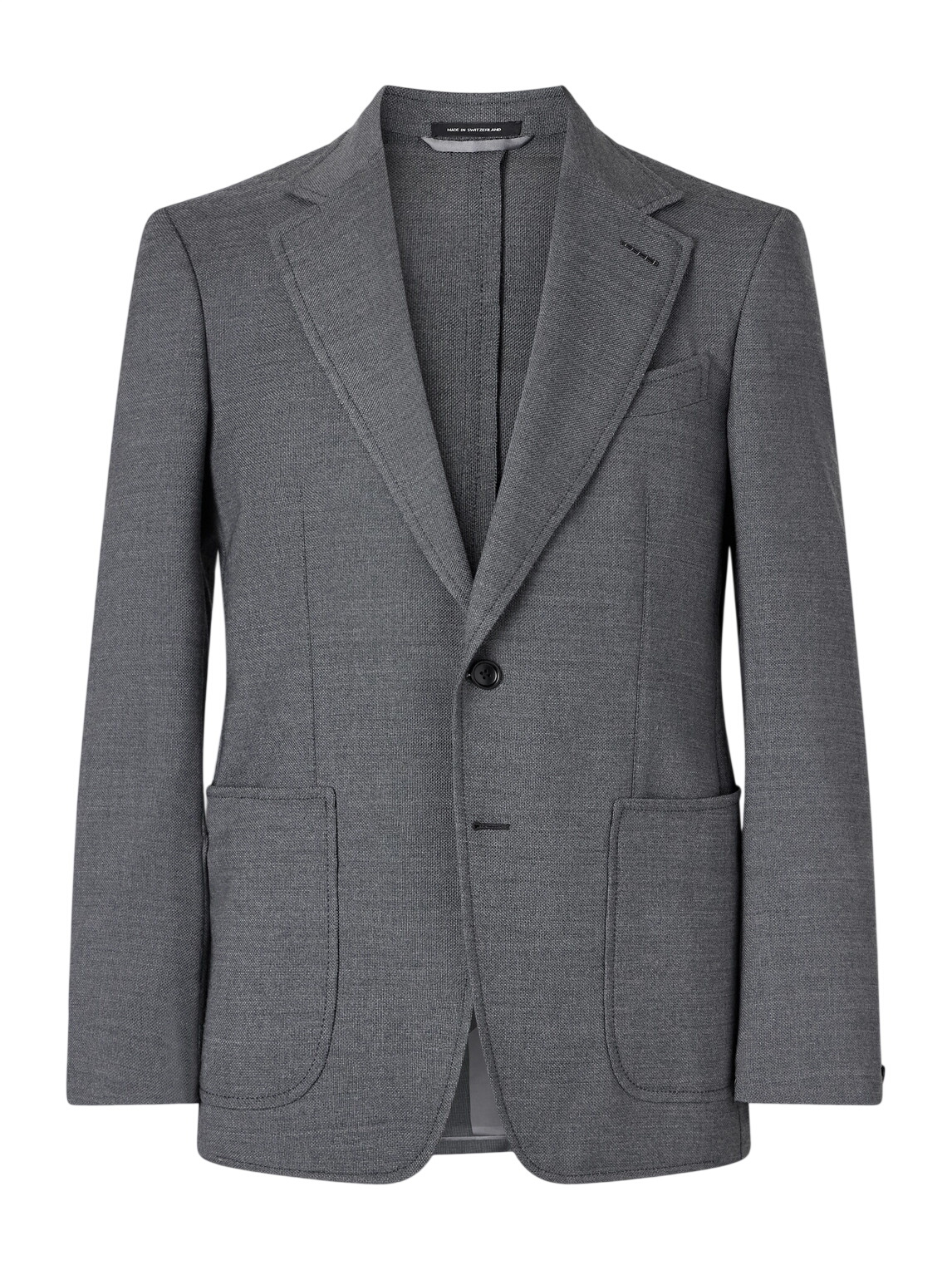 TOM FORD - Double-Breasted Striped Wool and Silk-Blend Suit Jacket