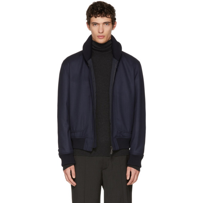 Brioni Navy Herringbone Jacket Brioni