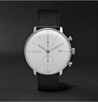 Junghans - Max Bill Chronoscope 40mm Stainless Steel and Leather Watch, Ref. No. 027/4600.04 - White