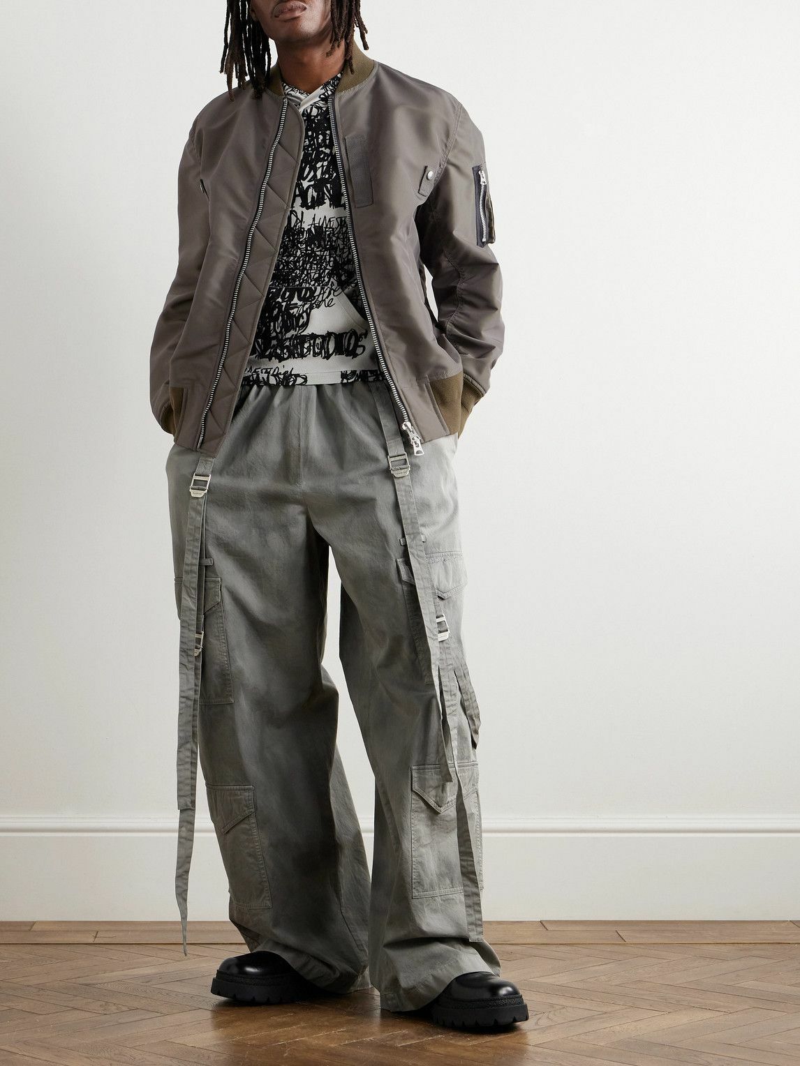 Sacai - Padded Nylon-Twill Bomber Jacket - Gray Sacai