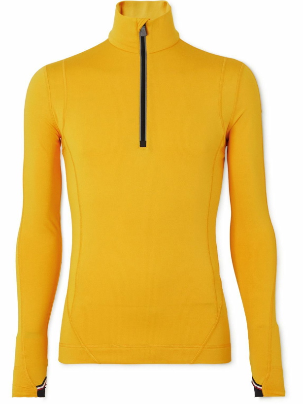 Photo: Moncler Grenoble - Ribbed Stretch-Jersey Half-Zip Base Layer - Yellow