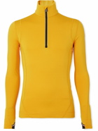 Moncler Grenoble - Ribbed Stretch-Jersey Half-Zip Base Layer - Yellow