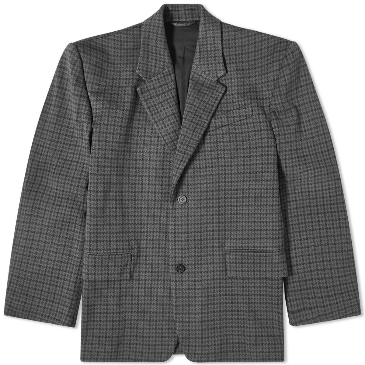 Photo: Balenciaga Men's Houndstooth Oversized Tailored Jacket in Grey