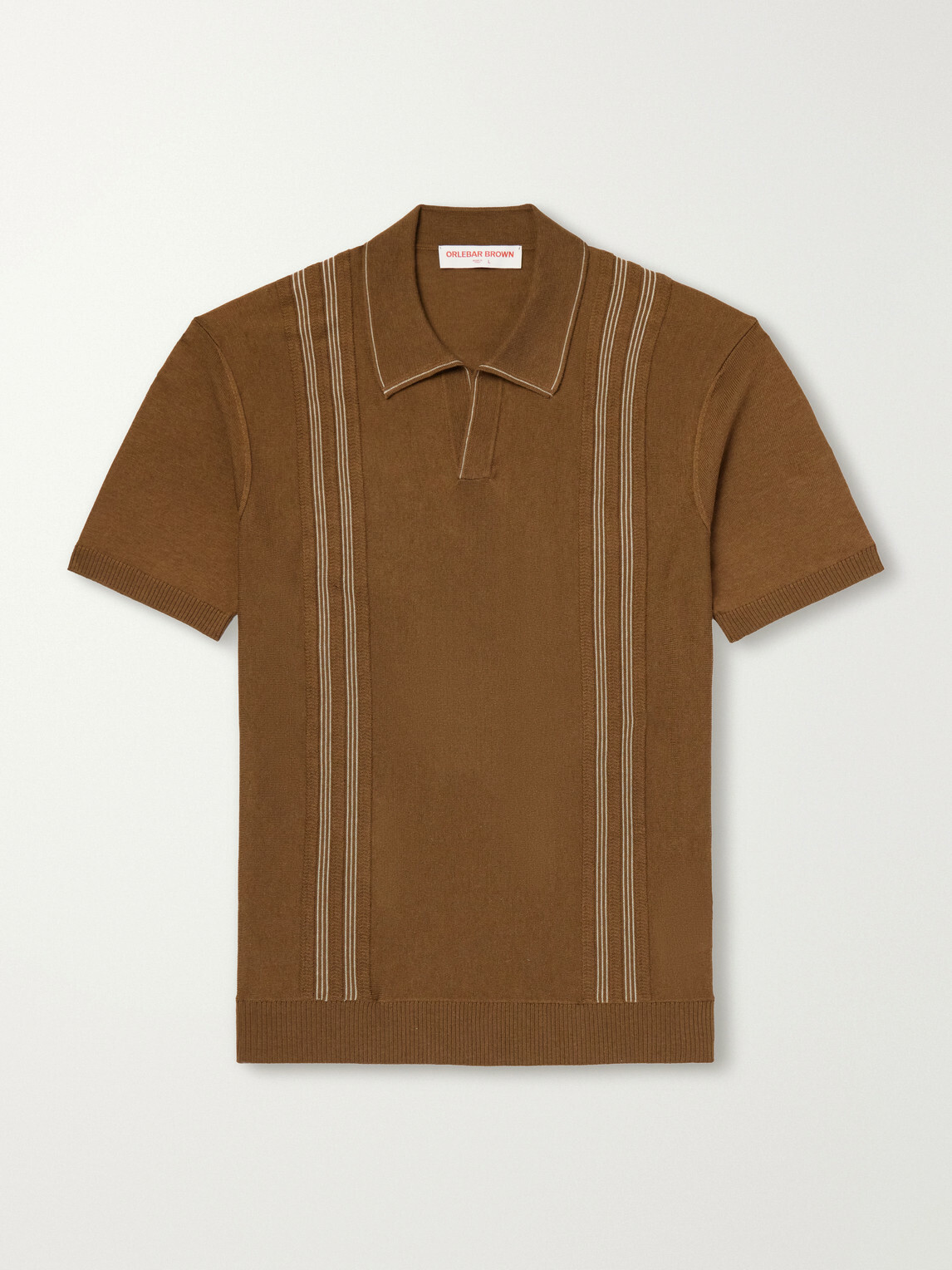 Orlebar Brown - Horton Striped Silk and Organic Cotton-Blend Polo Shirt - Brown