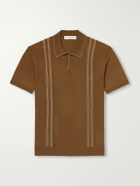 Orlebar Brown - Horton Striped Silk and Organic Cotton-Blend Polo Shirt - Brown