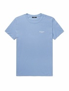 Balmain - Logo-Flocked Cotton-Jersey T-Shirt - Blue