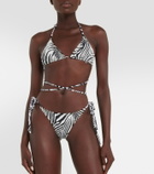 Reina Olga Miami zebra-print seersucker bikini top