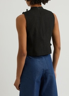 Sister Jane Birdie Bow-appliqué Cloqué Tank Black