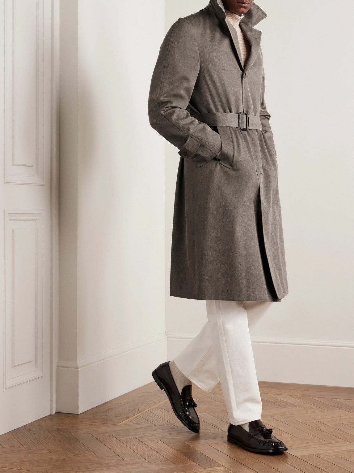 Saman Amel - Belted Wool-Twill Coat - Brown