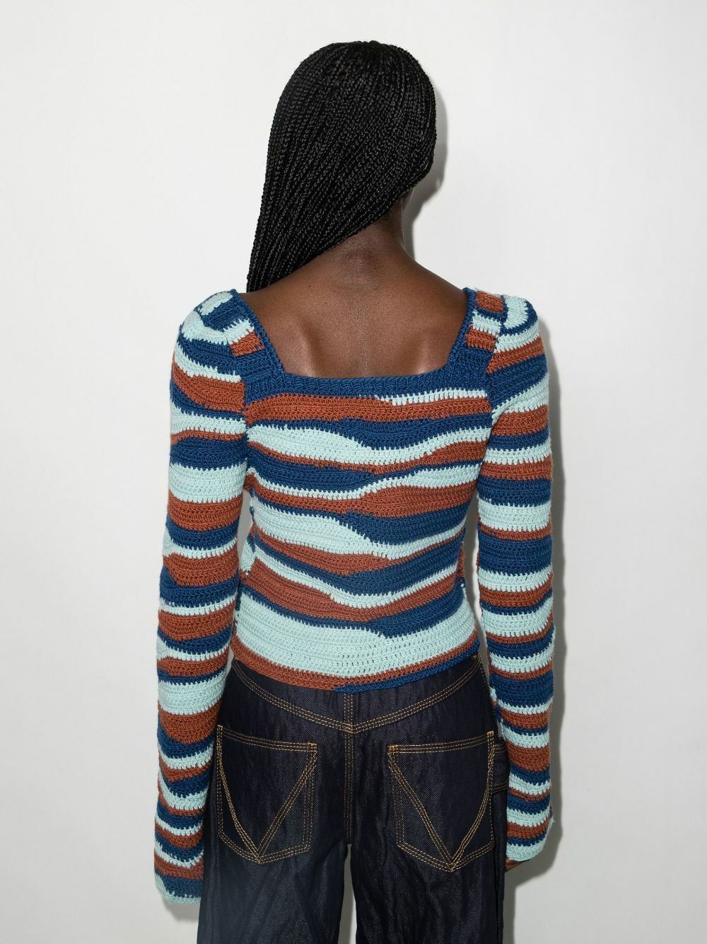 Sea Blue Wavey Merino Wool Sweater
