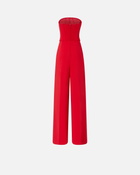 Pinko Elegant Bustier Jumpsuit With Wide Leg Trousers Lively Red