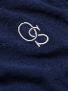 Oliver Spencer - House Logo-Embroidered Cotton-Blend Terry Hoodie - Blue