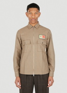 Zip-Front Check Shirt in Brown