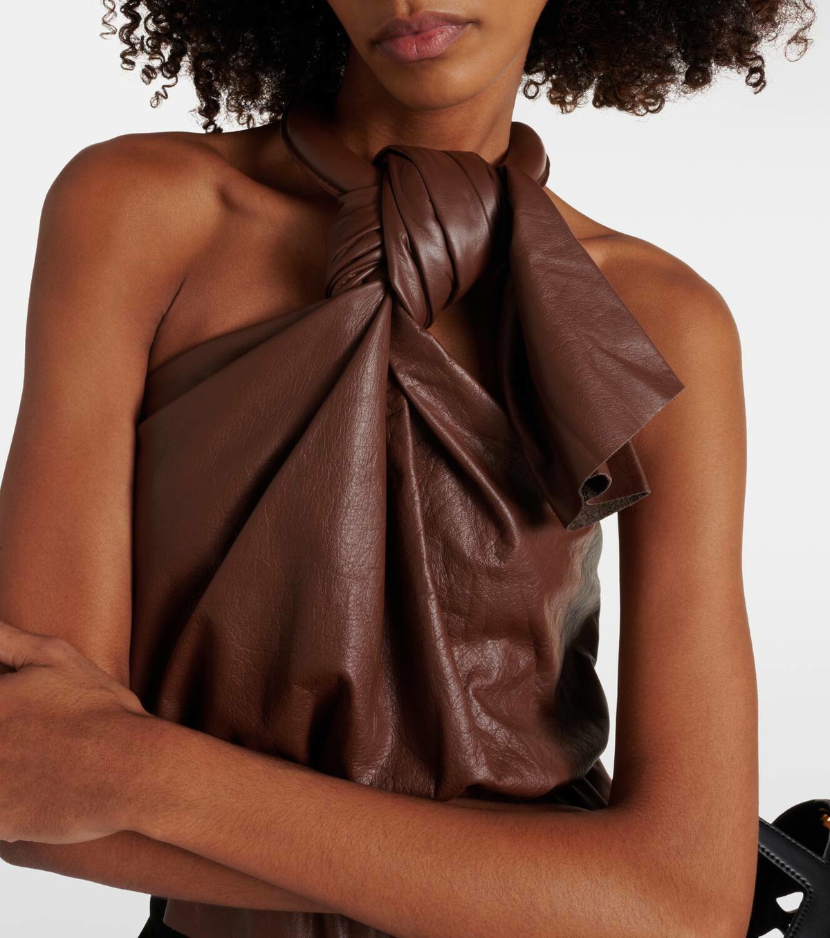 Johanna Ortiz Gathered halterneck leather top