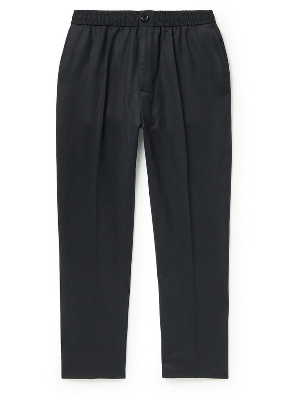 Photo: AMI PARIS - Cropped Tapered Wool-Flannel Trousers - Black