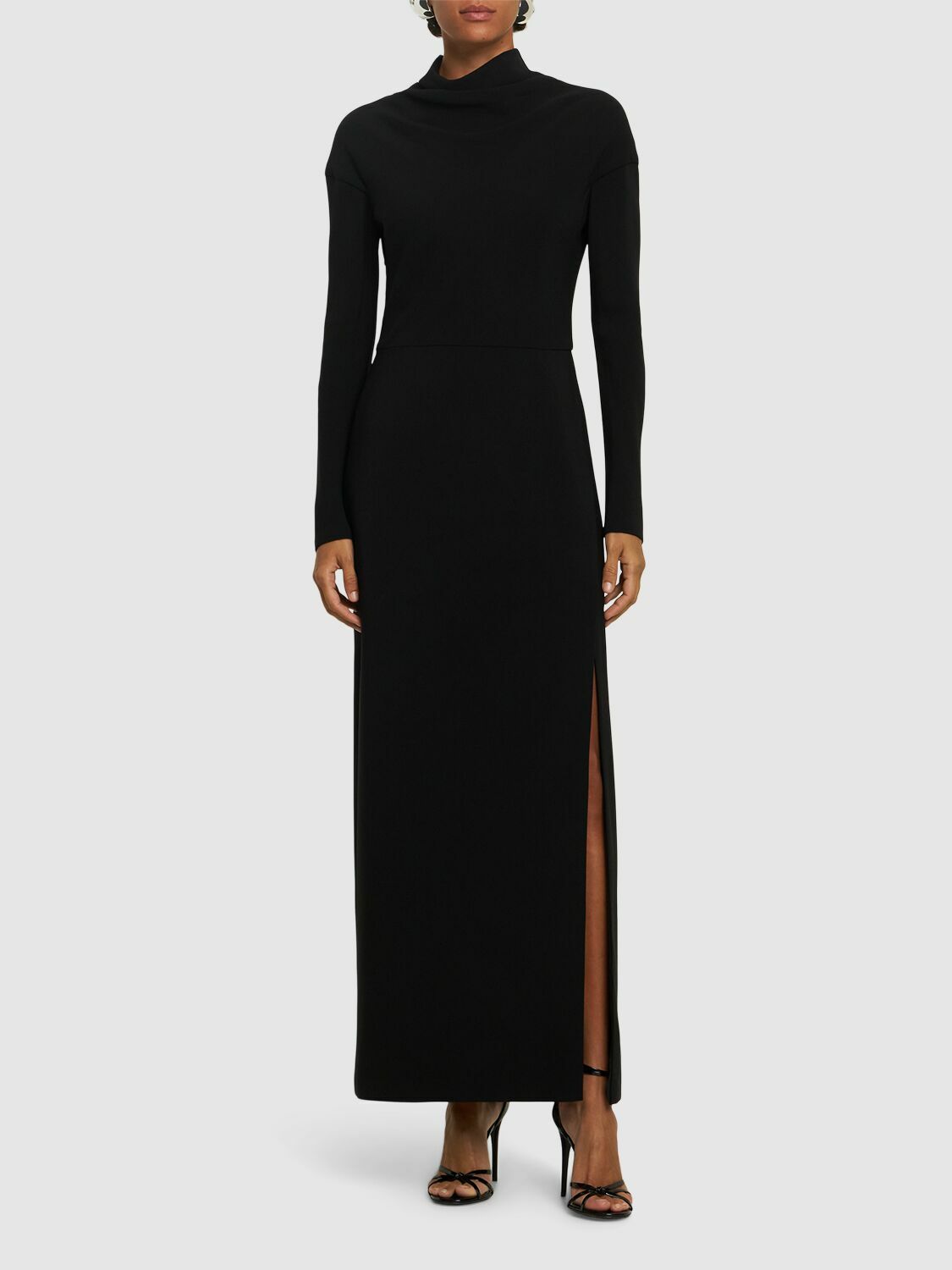 chinese dress ladies Versace Contrast-Collar Silk Cady Bustier Gown, female, Black, 42