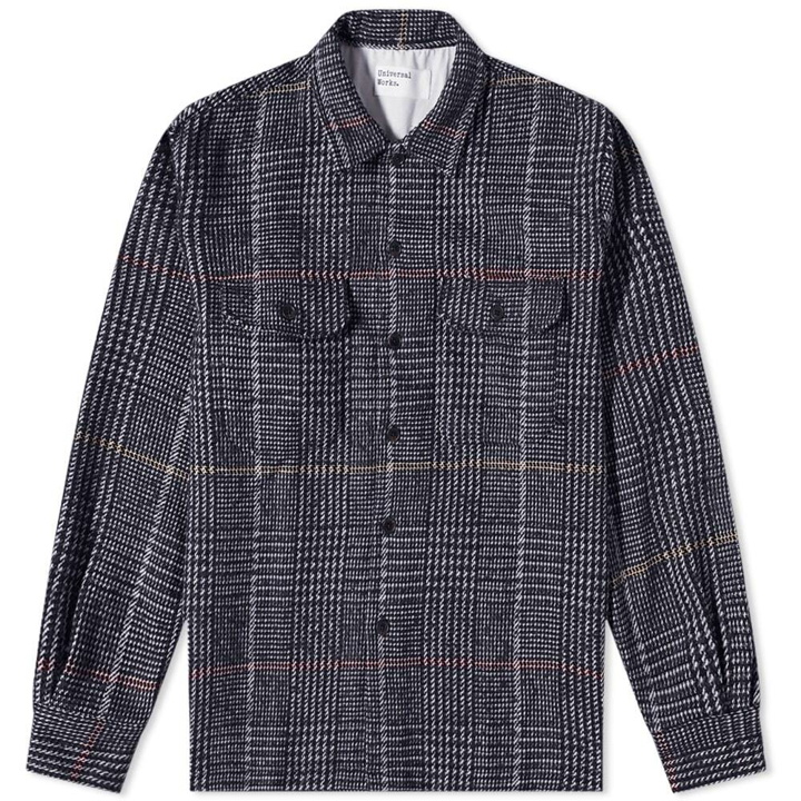 Photo: Universal Works Men's Dogtooth Check Utility Overshirt in Navy