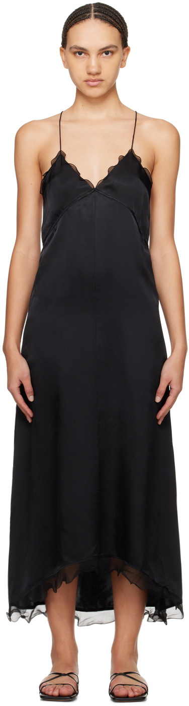 Filippa K Black Structure Frill Maxi Dress