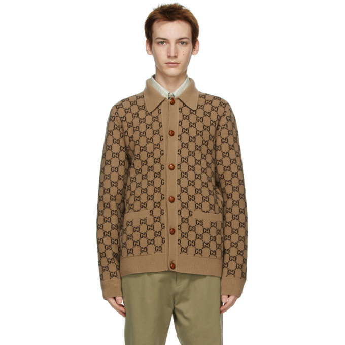 Photo: Gucci Brown Wool GG Cardigan