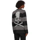 mastermind WORLD Black and Grey Striped Long Sleeve T-Shirt