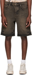Represent Brown Overdyed Denim Shorts