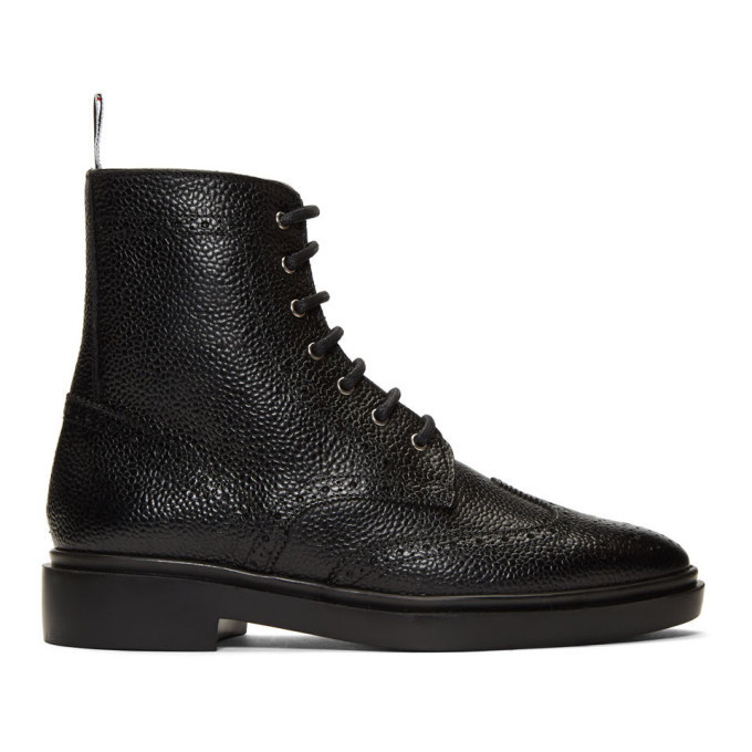 Photo: Thom Browne Black Classic Wingtip Rubber Sole Boots