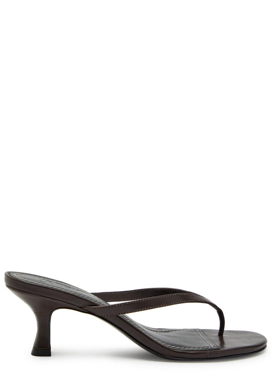 Staud Freja 60 Leather Mules Brown
