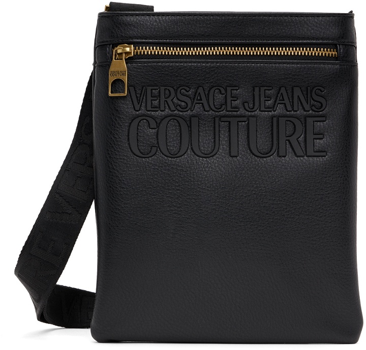 Photo: Versace Jeans Couture Black Rubberized Logo Bag