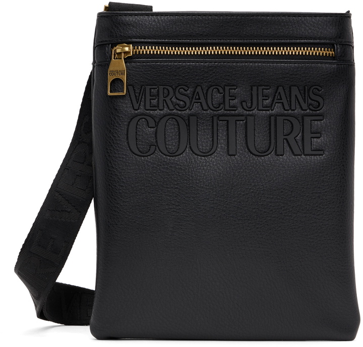 Photo: Versace Jeans Couture Black Rubberized Logo Bag