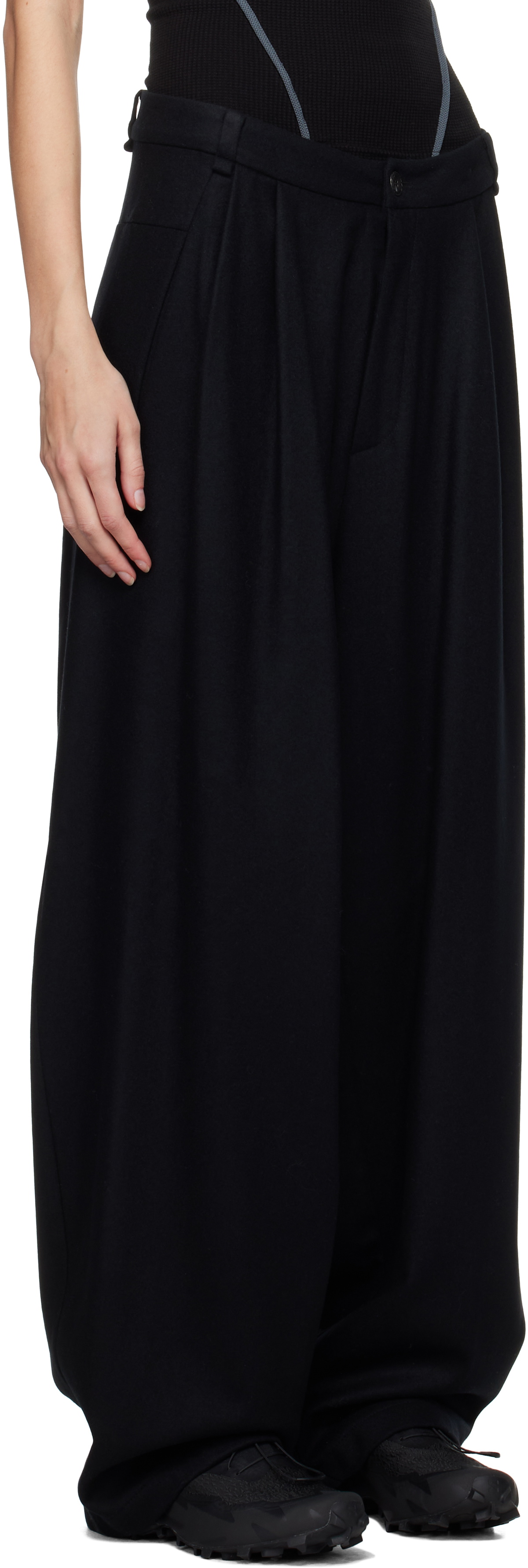 HYEIN SEO Black Wide Wool Trousers