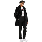 Wacko Maria Black Faux-Fur Double-Breasted Coat