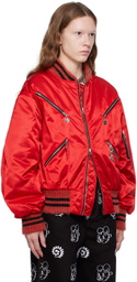 Chopova Lowena Red Beaded Bomber Jacket
