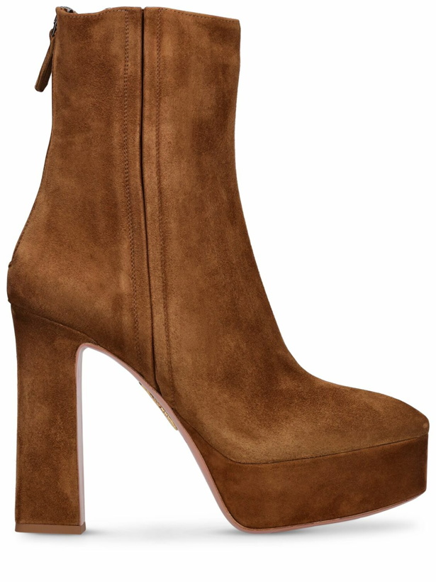 Photo: AQUAZZURA - 120mm Groove Suede Ankle Boots