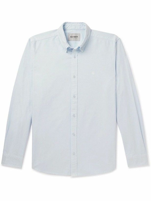 Photo: Carhartt WIP - Bolton Button-Down Collar Logo-Embroidered Cotton Oxford Shirt - Blue