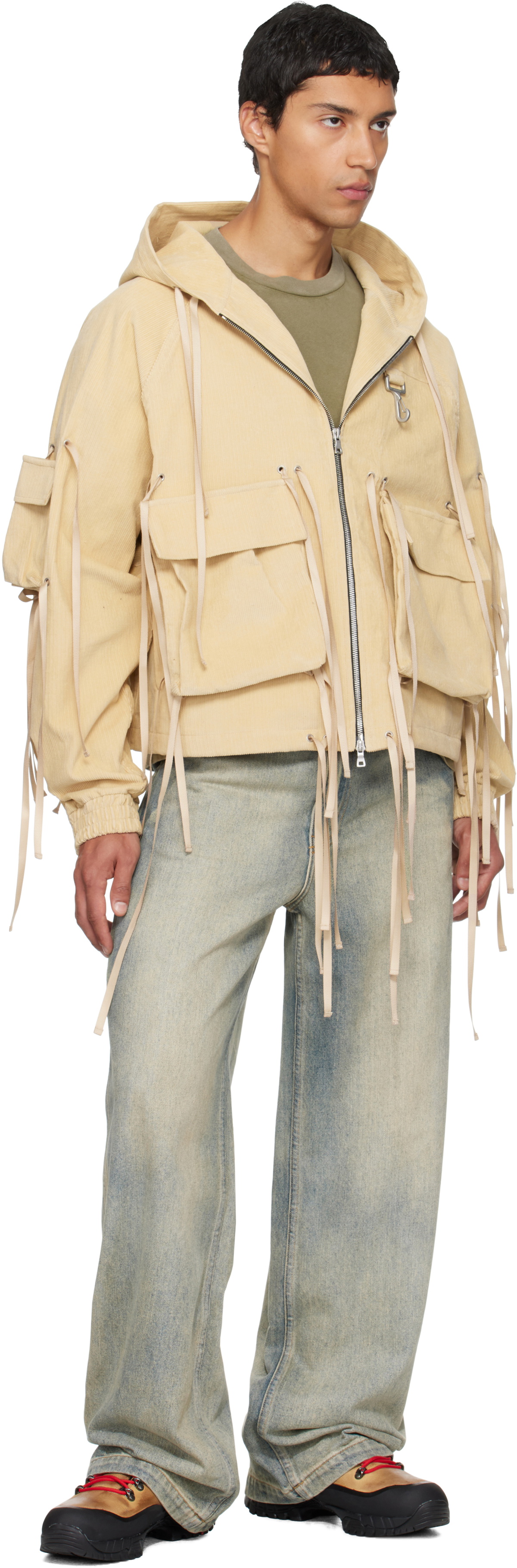 Reese Cooper Khaki Corduroy Modular Pocket Hooded Jacket