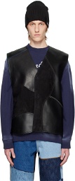 ADER error Black Paneled Leather Vest
