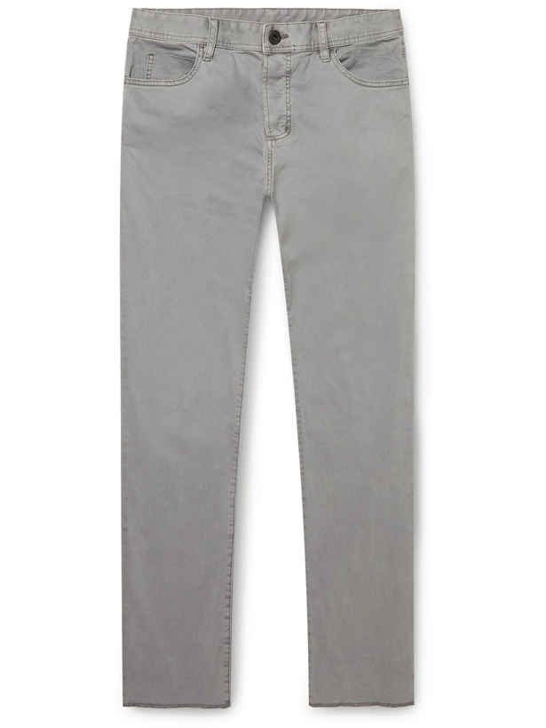 Photo: James Perse - Straight-Leg Brushed Cotton-Blend Twill Trousers - Gray