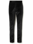 Paul Smith - Slim-Fit Satin-Trimmed Cotton-Velvet Tuxedo Trousers - Black