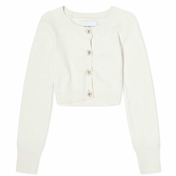 Photo: Calvin Klein Women's Super Cropped Boucle Cardigan in Ivory