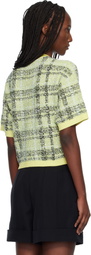 BALMAIN Yellow Buttoned Shiny Light Tweed Cardigan