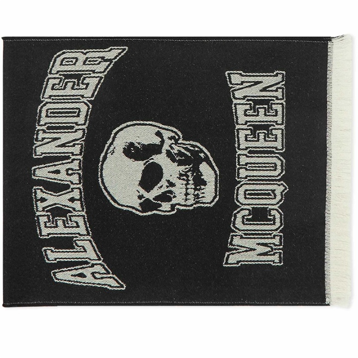 Photo: Alexander McQueen Men's Varsity Skull Logo Scarf in Black/Ivory