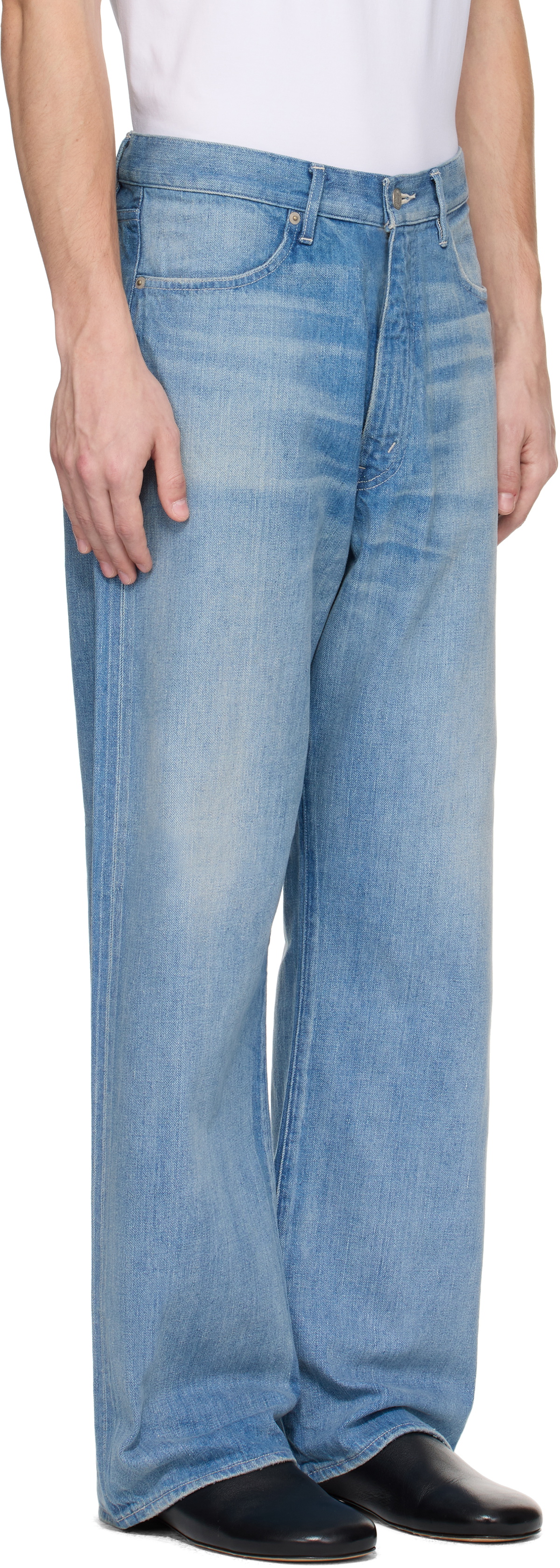 AURALEE Blue Selvedge Faded Light Jeans Auralee
