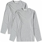 Wood Wood Men's Emil Long Sleeve T-Shirt - 2 Pack in White/Grey Melange