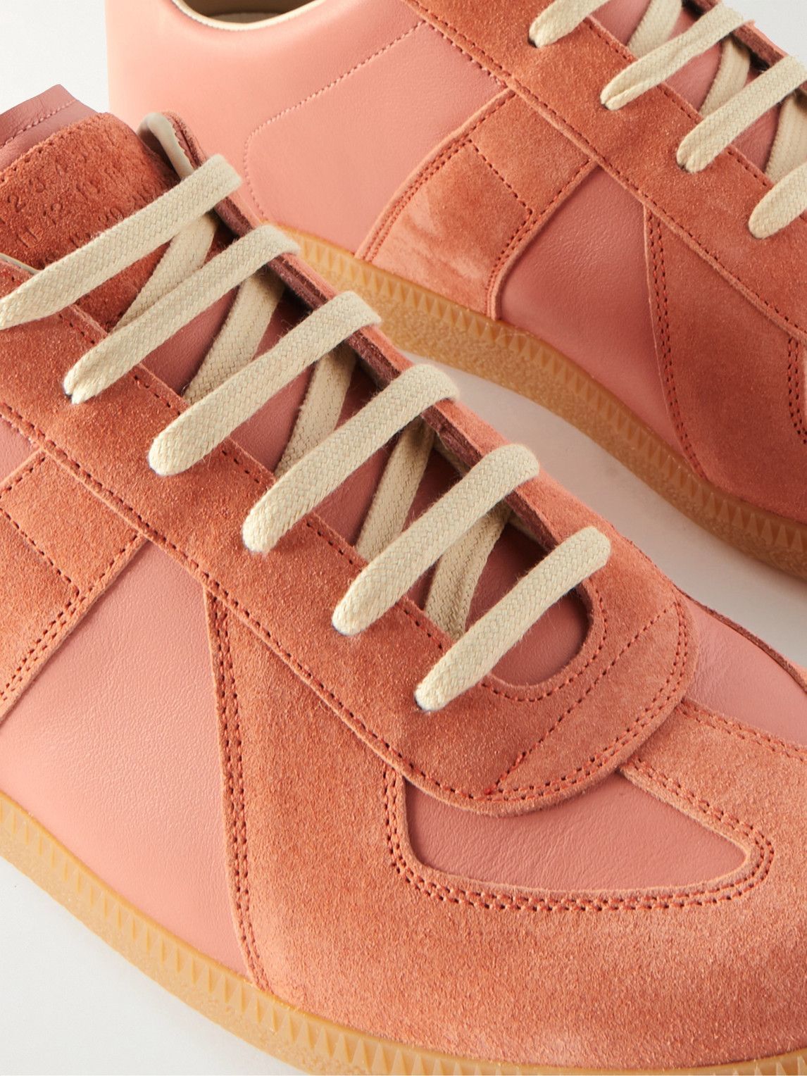 Maison Margiela - Replica Leather and Suede Sneakers - Pink Maison Margiela