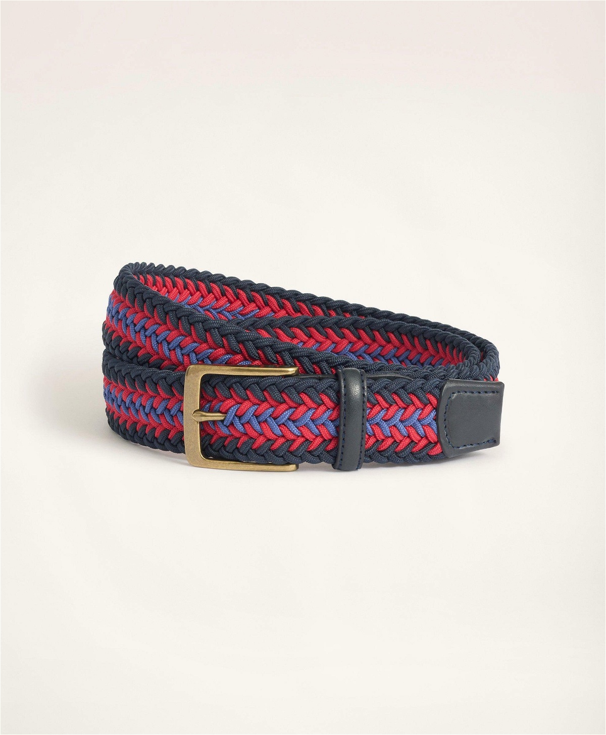 Brooks Brothers Men's Stretch Woven Leather Tab Belt | Navy