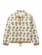 Story mfg. - Mineral Floral-Print Quilted Organic Cotton-Poplin Half-Zip Sweatshirt - Green