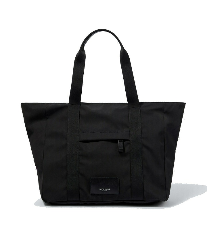 Photo: Giorgio Armani Leather-trimmed tote bag