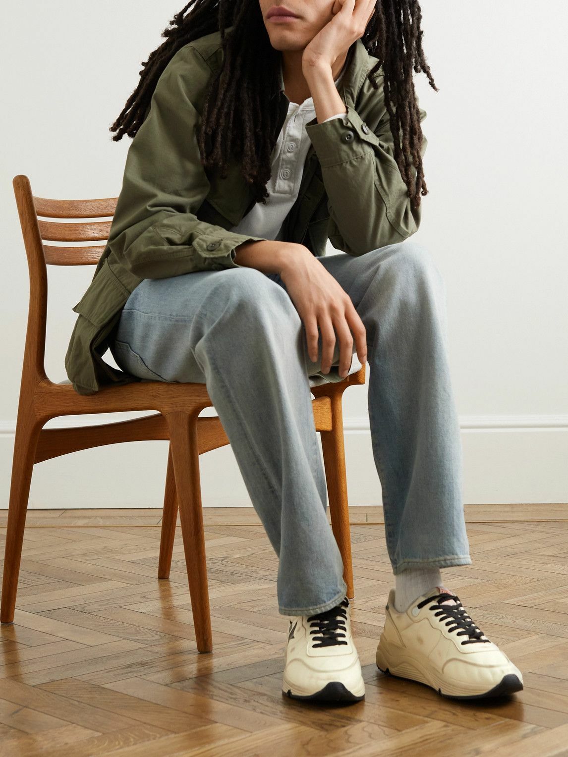 Golden Goose - Running Sole Distressed Leather Sneakers