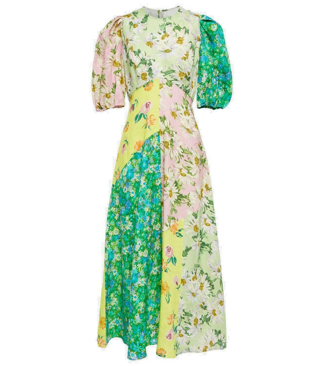 Almais Kenzie patchwork linen midi dress ALMAIS