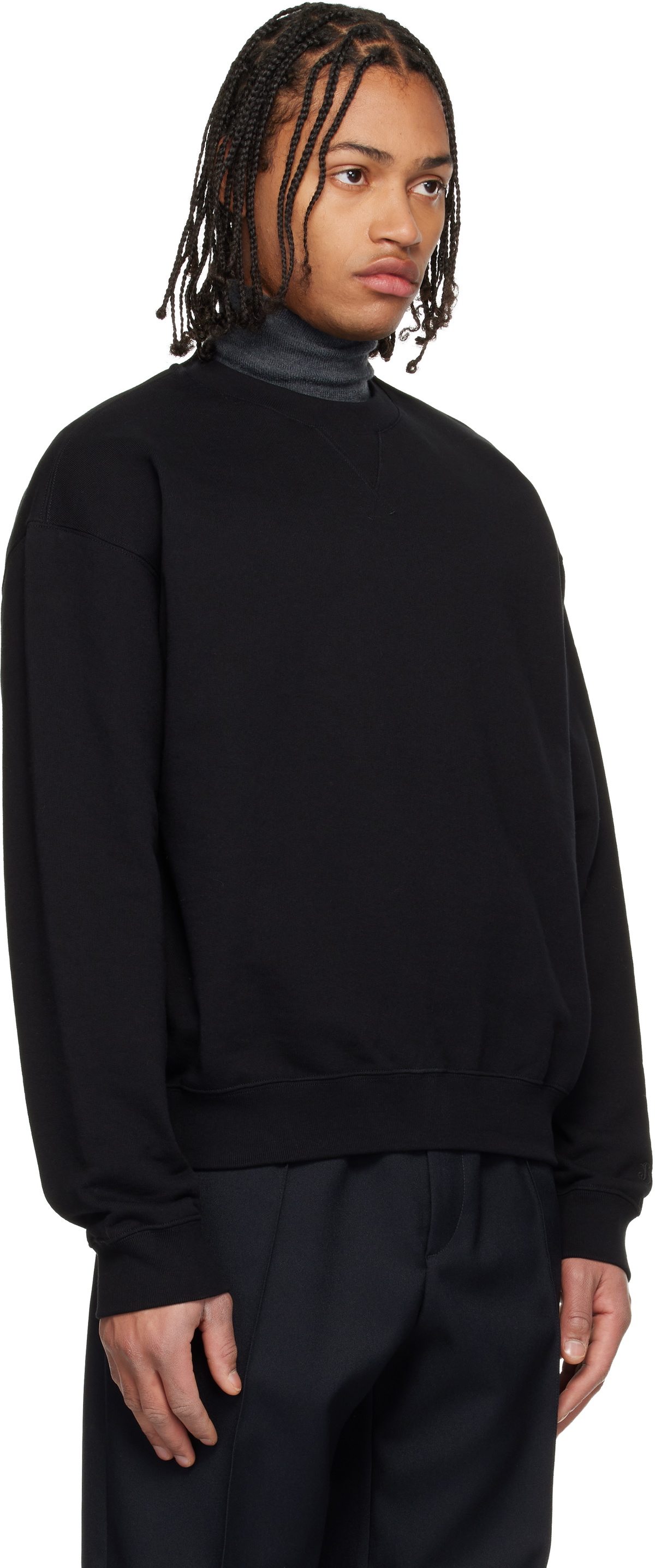 Jil Sander Black Cotton Terry Crew-Neck Sweatshirt Jil Sander